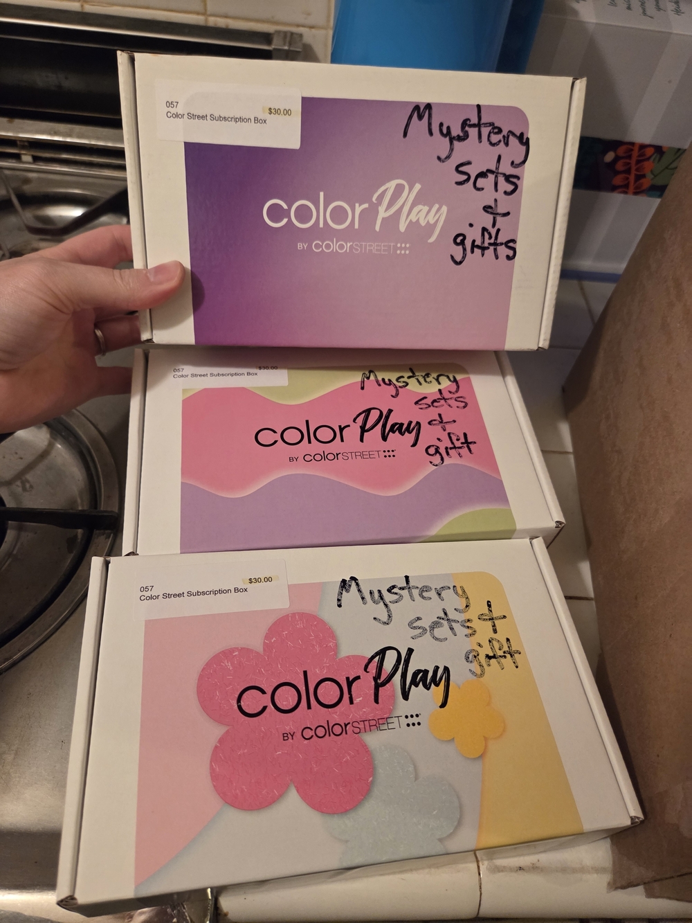 Color Street Color Play Press-On Nails - Pink, Purple, Yellow, Green